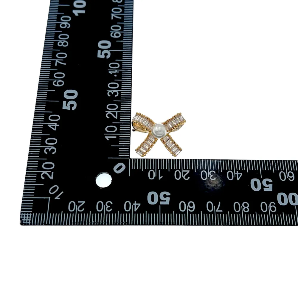 Fiocco con Perla-Spilla Piccola con Zirconia - SPM-506-192