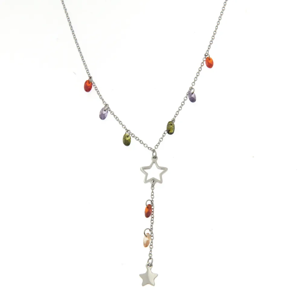 Stella e Zirconi 3098 - Collana Corta in Acciaio - Stella e Zirconi 3098 - Collana Corta in Acciaio