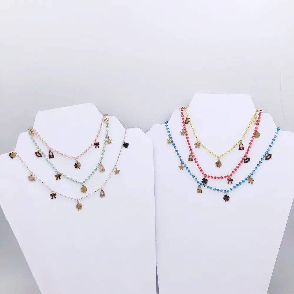 collana in acciaio - VCAC Fiocco lucchetto cuore stella rosario 6671