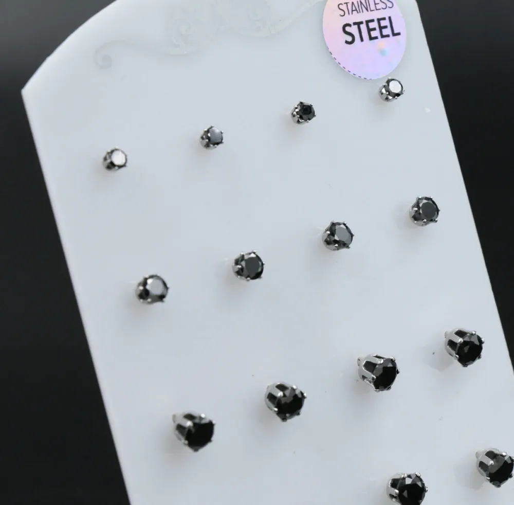 Orecchini punto luce a lobo in acciaio 3 cm (Conf. da 12 paia) - 12 Paia Punto Luce TONDO Scalare