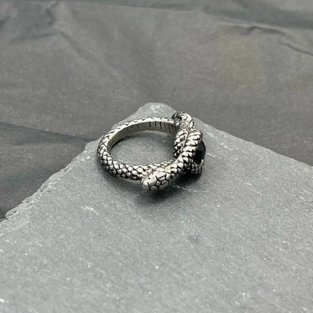 Serpente con Pietra-Anello in Acciaio con Misure - AAM-518-225