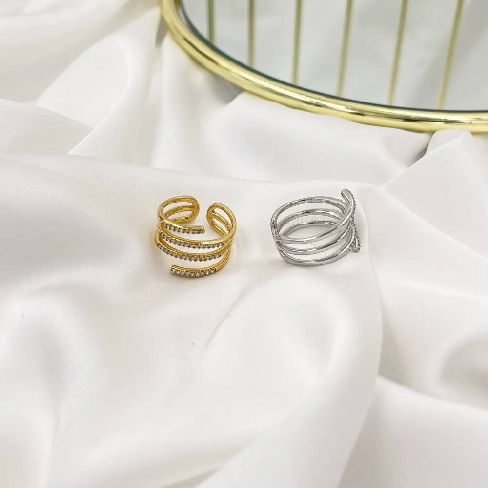 Multifili con Zirconia-Anello Regolabile in Acciaio - AAR-103-AA2493R