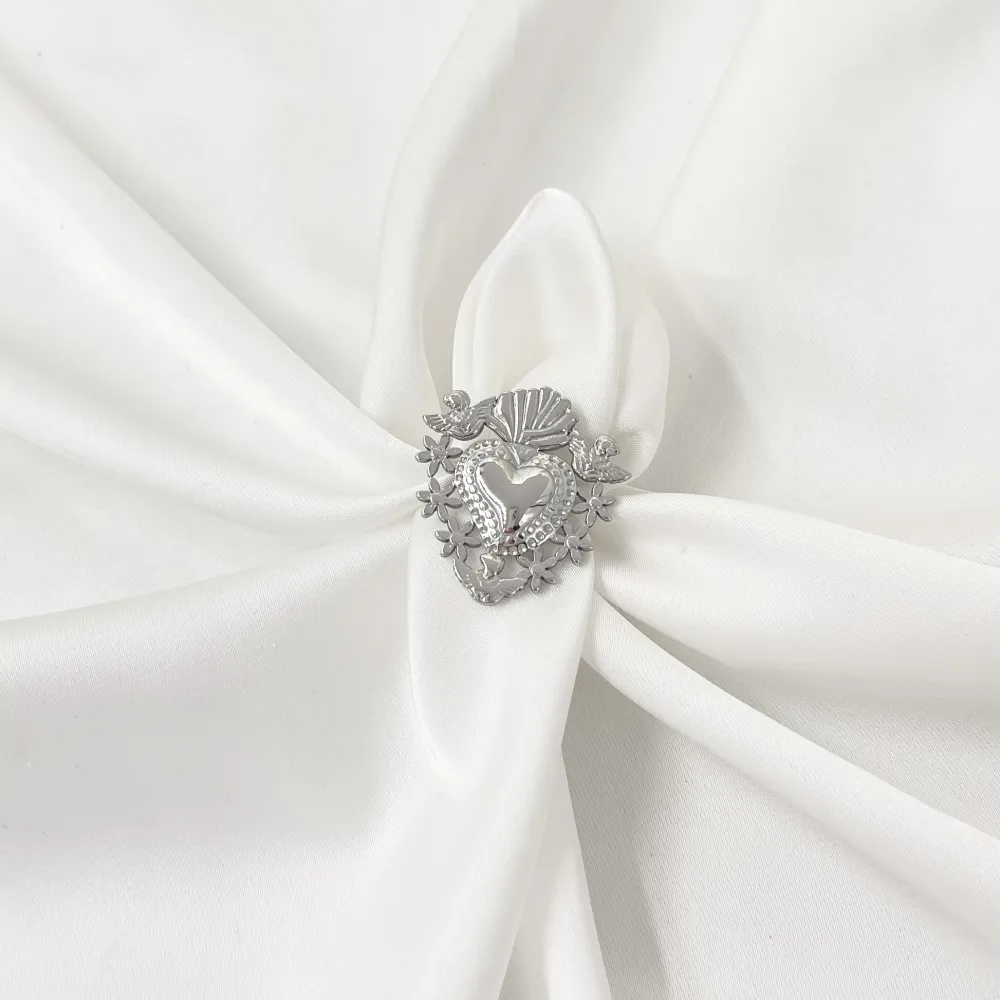 Sacro Cuore-Anello Regolabile in Acciaio - AAR-103-AA2706B