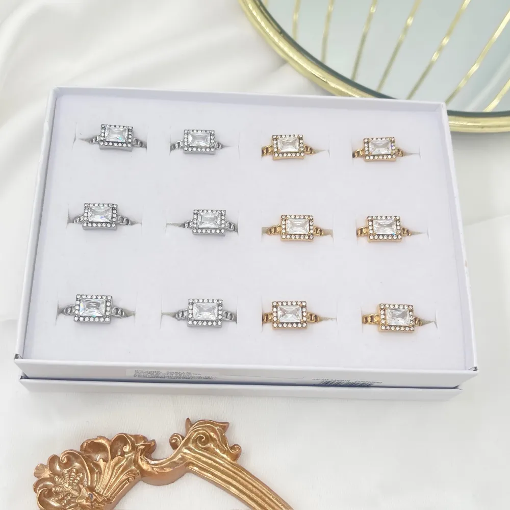 Pietra rettangolare  -Anello Regolabile in Acciaio - AAR-103-AA4251R