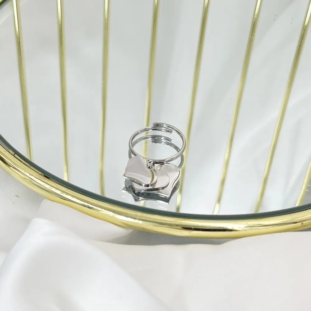 Tre CuoriPendenti-Anello Regolabile in Acciaio - AAR-103-AA4552R