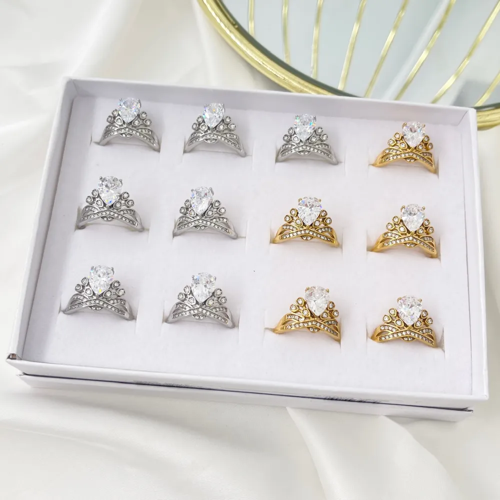 Corona  -Anello Regolabile in Acciaio - AAR-103-AA5177R