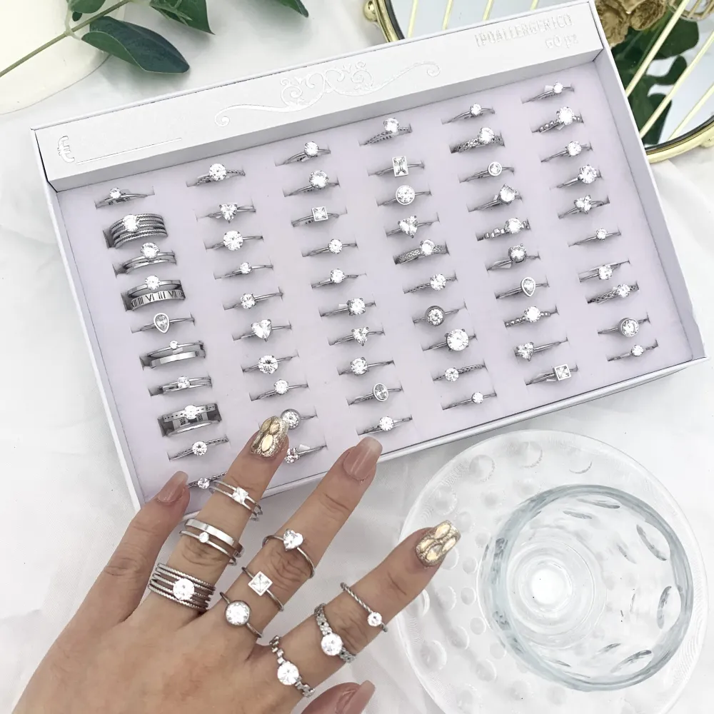 Mix con Punto Luce-60Pz Anelli Regolabili in Acciaio - AAR-105-178