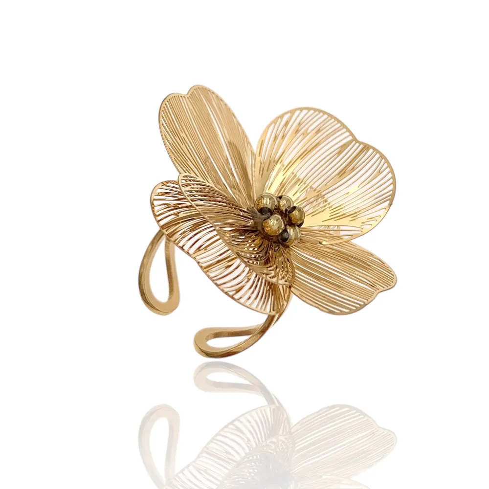 Fiore-Anello Regolabile in Acciaio - AAR-732-175