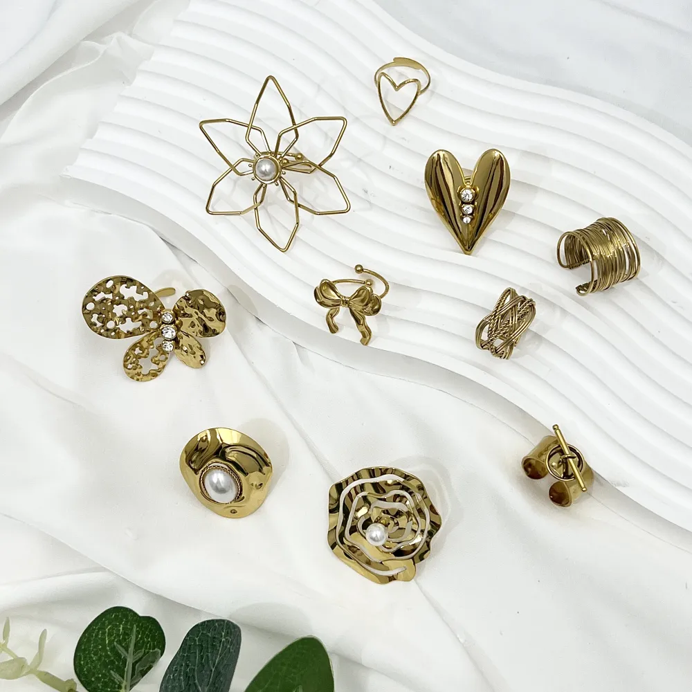 Fiore Grande con Perla-Anello Regolabile in Acciaio - AAR-759-07