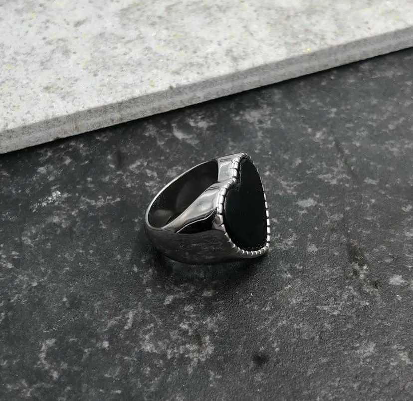 Cuore Nero-12pz Anelli in Acciaio - AAU518-09