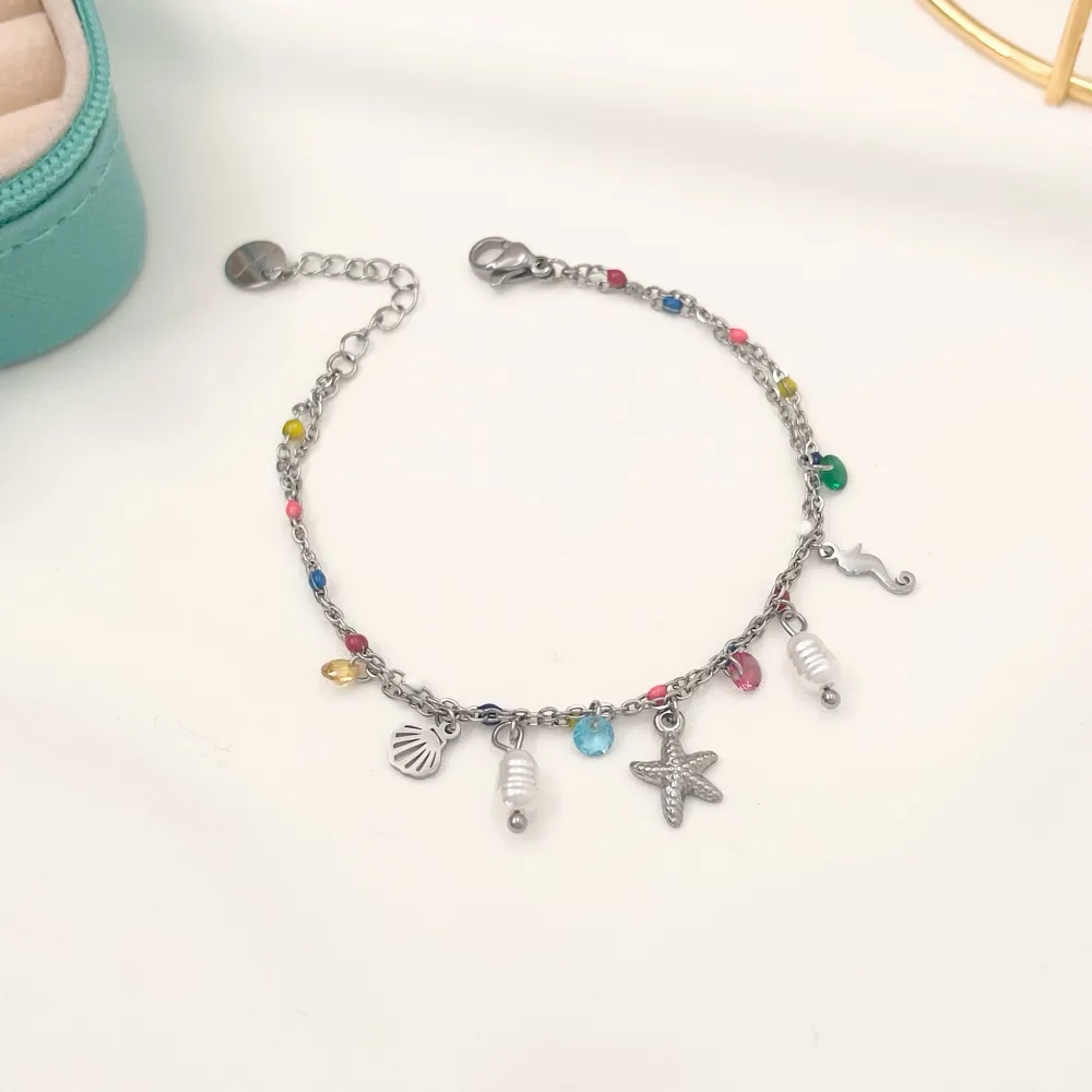 Stella Marina -Bracciale doppia Catena in Acciaio - BAC-103-AA1737B