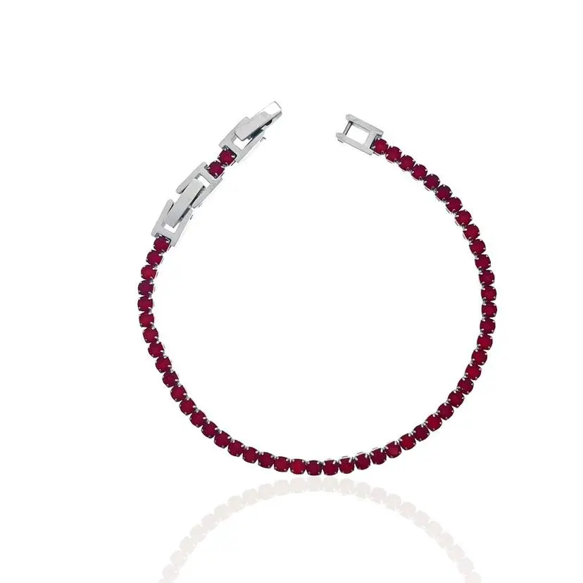 Tenni Acciaio Zirconia 3mm-Bracciale in Acciaio con Chiusura - BAC-103-AA18B-3mm Tennis Acciaio+ZIRCONIA