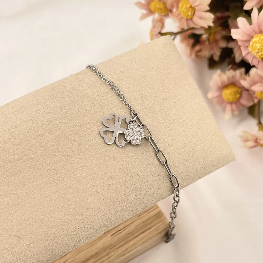 Quadrifoglio-Bracciale in Acciaio con Chiusura - BAC-103-AA2445B