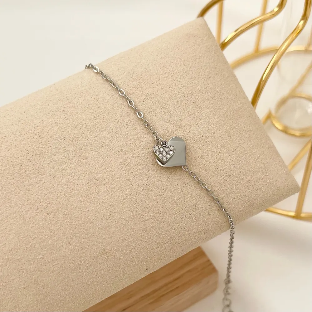 Doppio Cuore-Bracciale in Acciaio - BAC-103-AA2447B