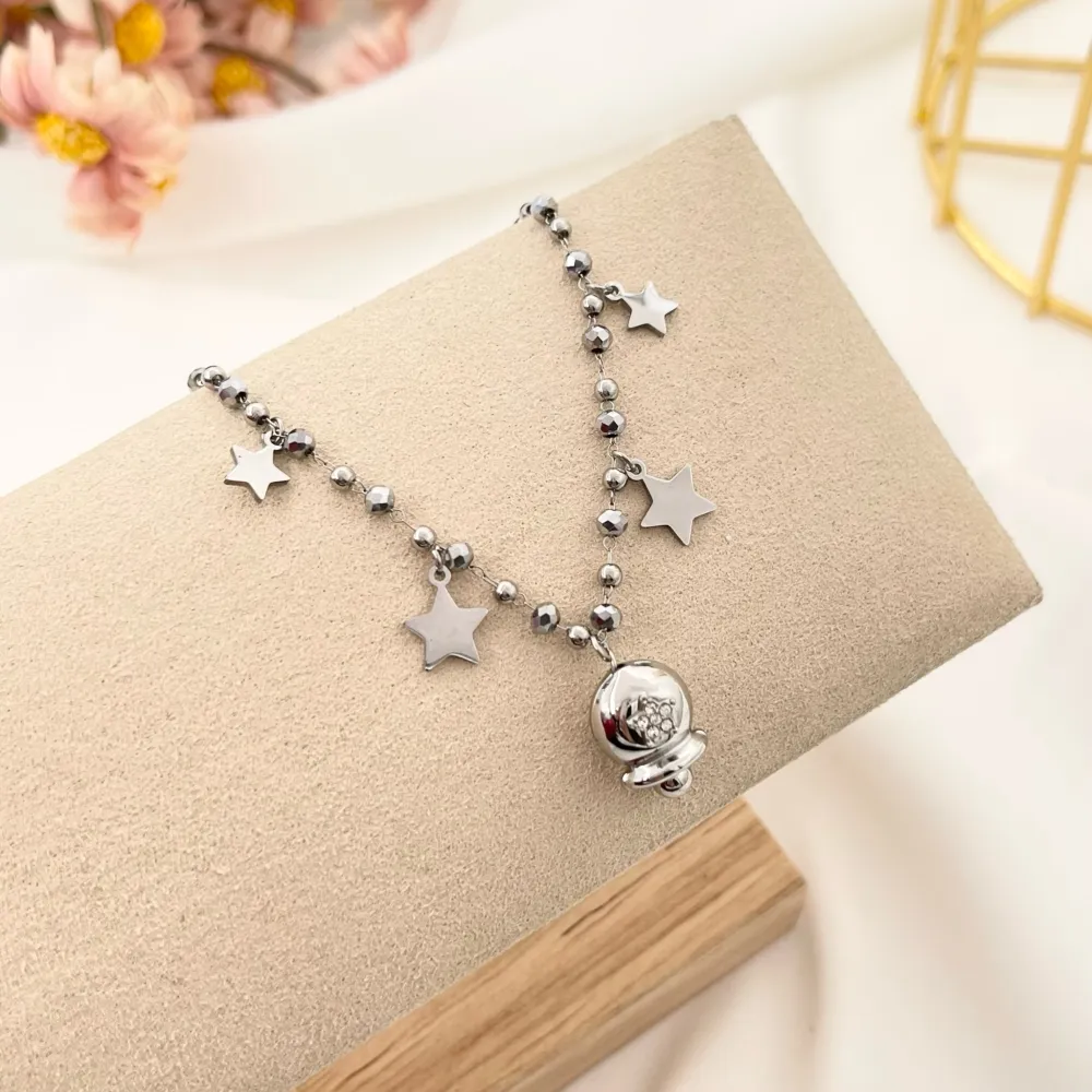 Campanello con Stella-Bracciale in Acciaio con Chiusura - BAC-103-AA2703B