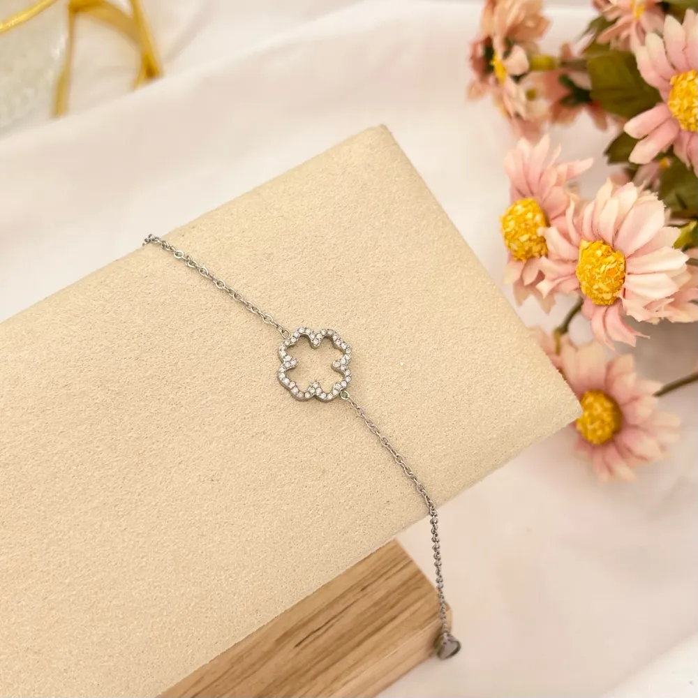 Quadrifoglio-Bracciale in Acciaio con Chiusura - BAC-103-AA2823B