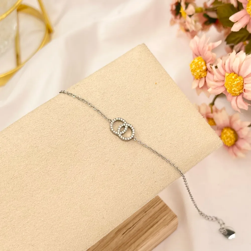 Doppio Cerchio-Bracciale in Acciaio con Chiusura - BAC-103-AA2839B