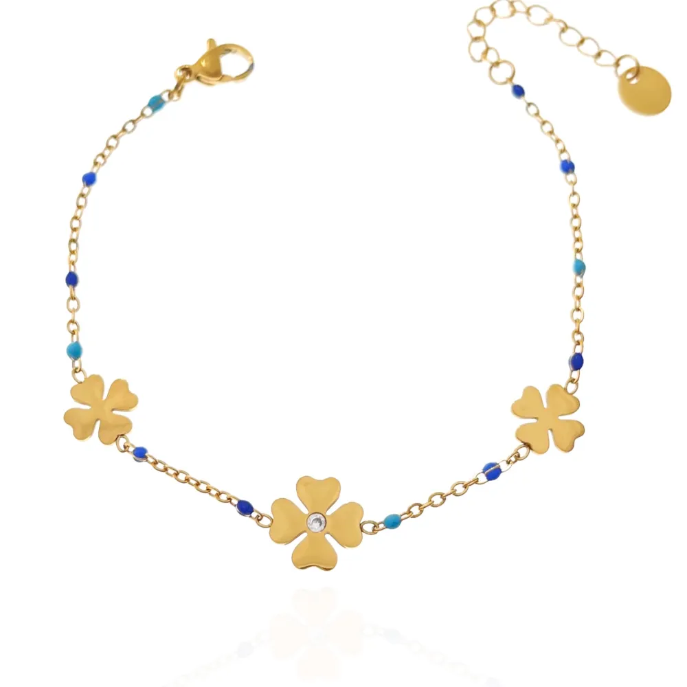 Quadrifoglio-Bracciale Smaltato in Acciaio - BAC-103-AA3446B