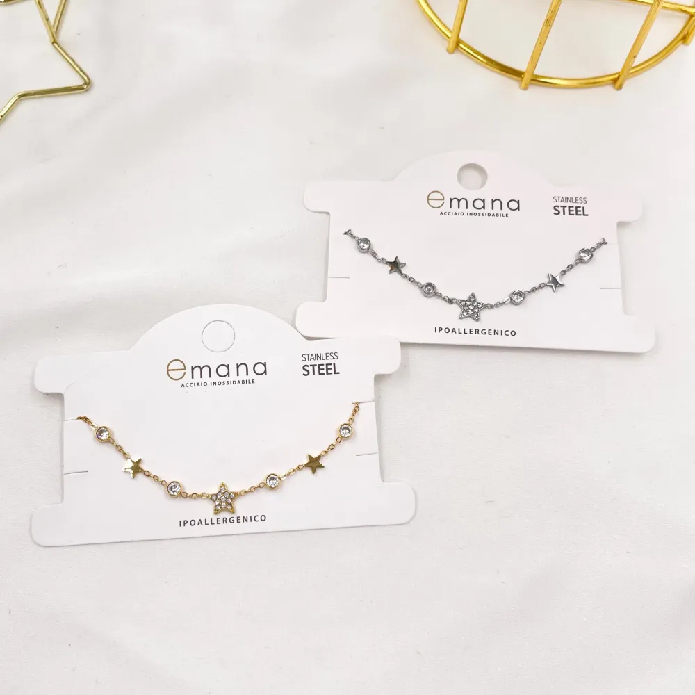 Stella con Punto Luce-Bracciale in Acciaio - BAC-103-AA3479B