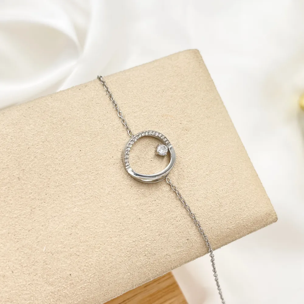 Cerchio con Punto Luce-Bracciale in Acciaio - BAC-103-AA4192B