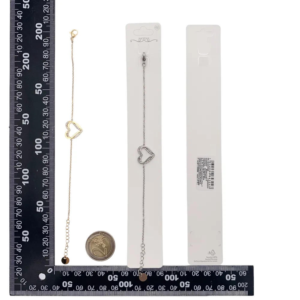 Cuore fine con Zirconia-Bracciale in Acciaio con Chiusura - BAC-103-AA4304B