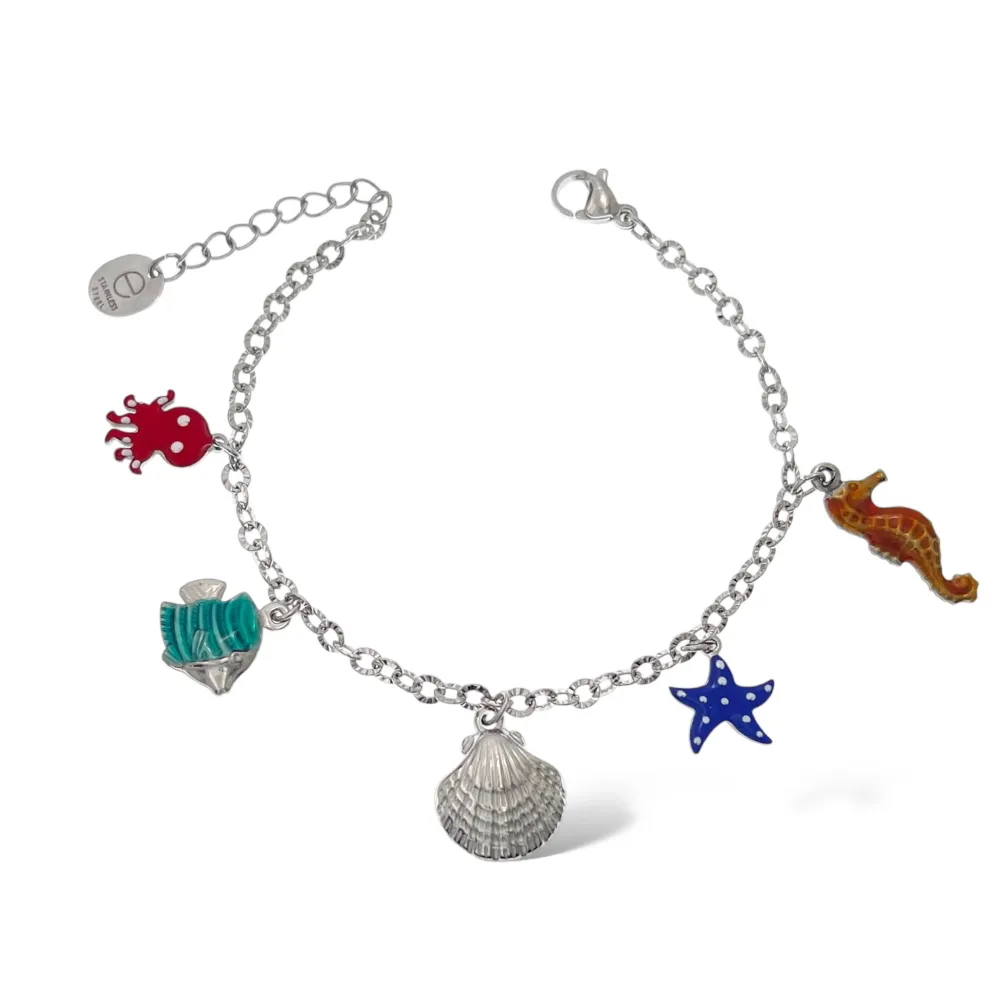 Mare Stella Corallo Smaltato-Bracciale in Acciaio - BAC-103-AA5140B