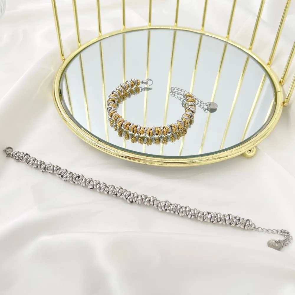 Anellini Intrecciato-Bracciale in Acciaio - BAC-208-221