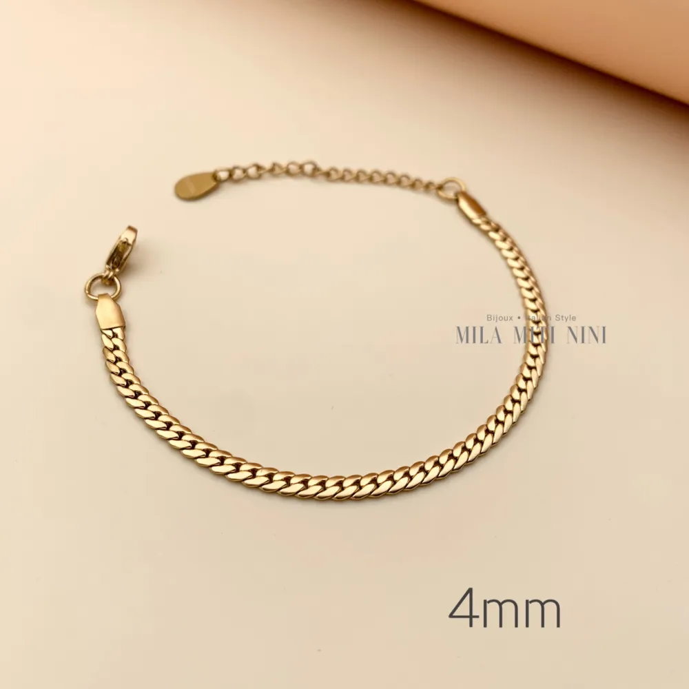 Catena Serpente 4mm-Bracciale in Acciaio con Chiusura - BAC413-1205