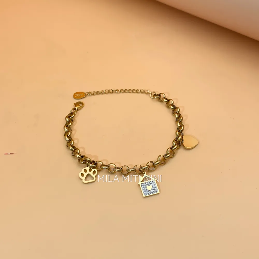 Zampa Casa Cuore -Bracciale in Acciaio con Chiusura - BAC413-1252-1