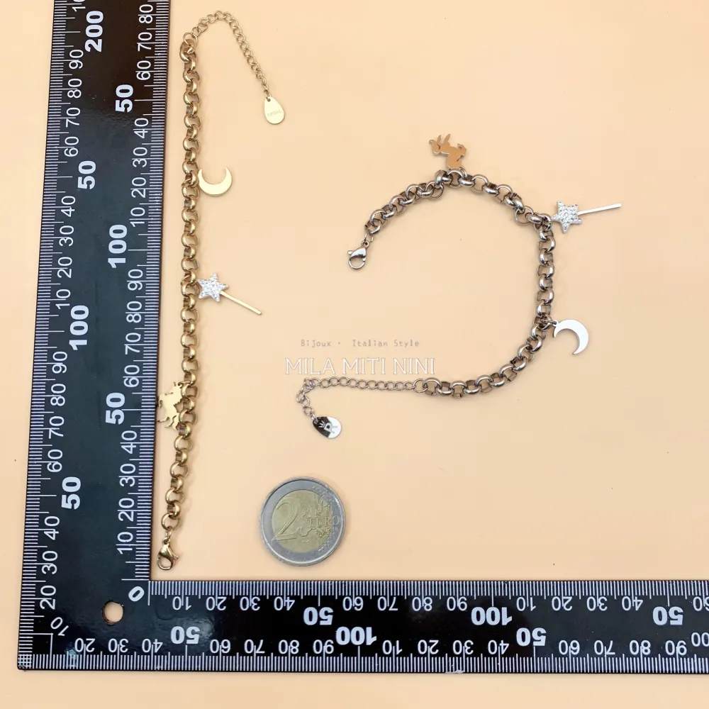 Unicorno Bacchetta Magica Luna -Bracciale in Acciaio con Chiusu - BAC413-1253