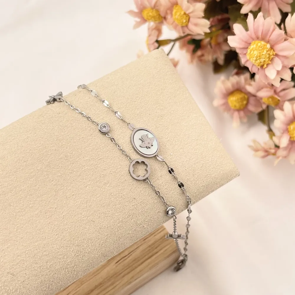 Doppia Catena con Ape-Bracciale in Acciaio con Chiusura - BAC-413-1269