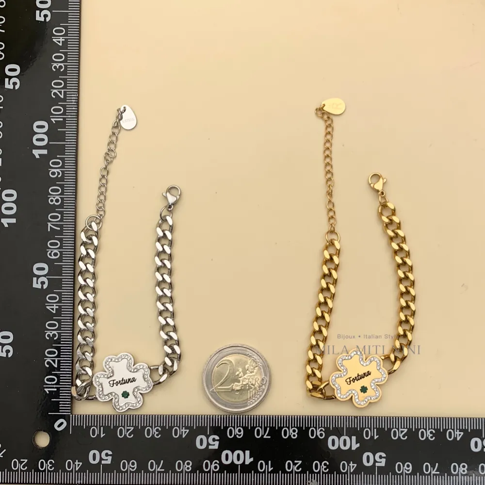 Quadrifolgio Fortuna-Bracciale in Acciaio con Chiusura - BAC413-1381