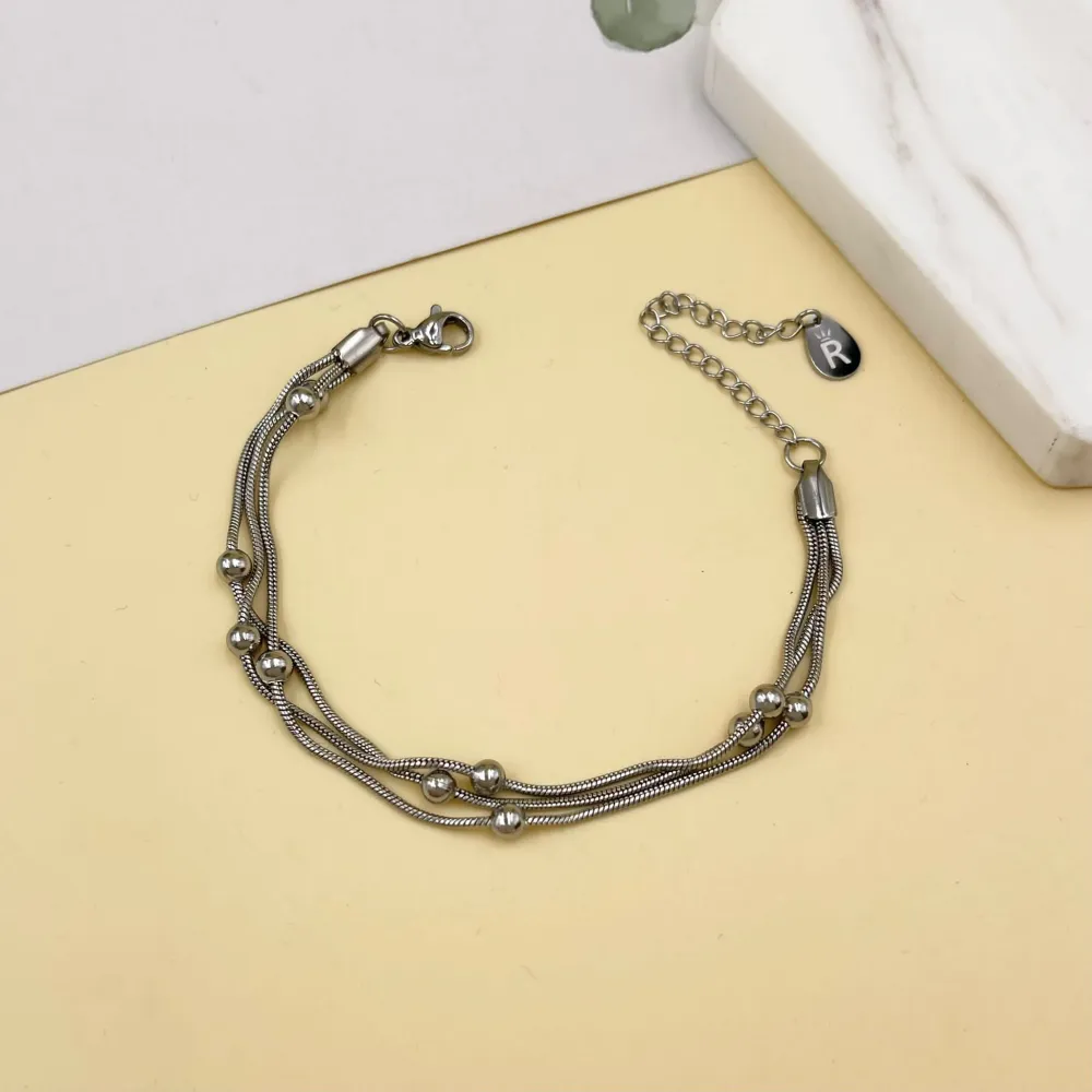 Tre Fili-Bracciale in Acciaio con Chiusura - BAC-413-1753