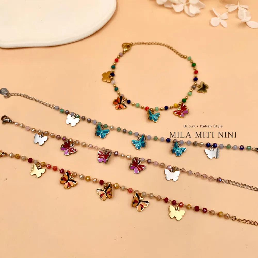 Farfalla Smaltata-Bracciale in Acciaio con Chiusura - BAC-413-1821