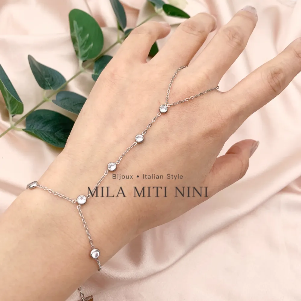 Punti Luci di Zirconia-Baciamano in Acciaio - BAC-413-1846A Modello L