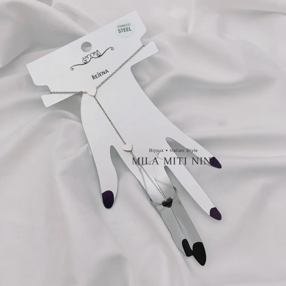 Cuore con Anello Regolabile-Baciamano in Acciaio - BAC-413-1875