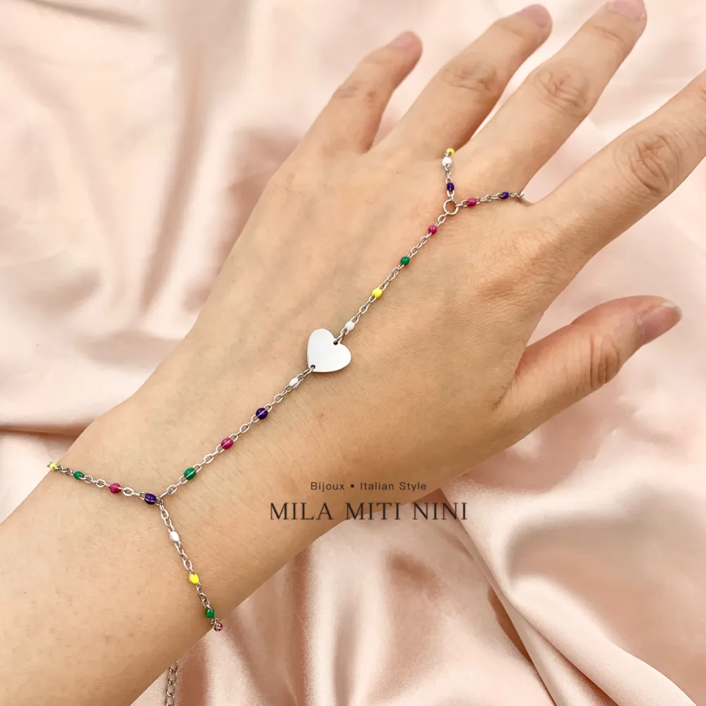 Pallina Smaltata con Cuore Stella-Baciamano in Acciaio - BAC-413-1896