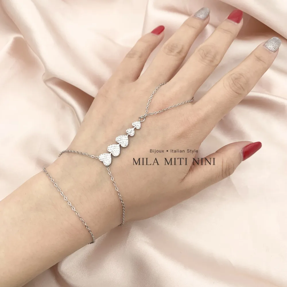 Cuore con Strass-Baciamano in Acciaio - BAC-413-1912