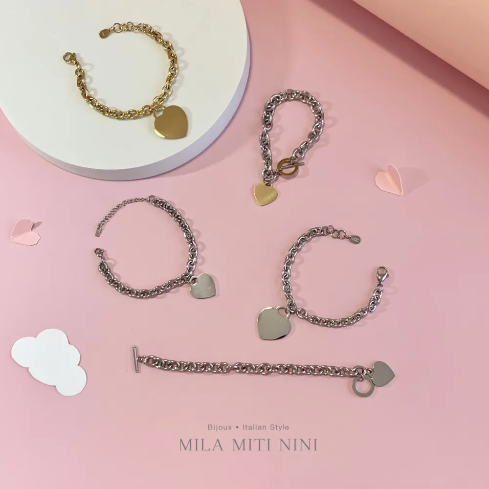 Cuore Liscio 20mm-Bracciale in Acciaio con Chiusura - BAC-413-2390