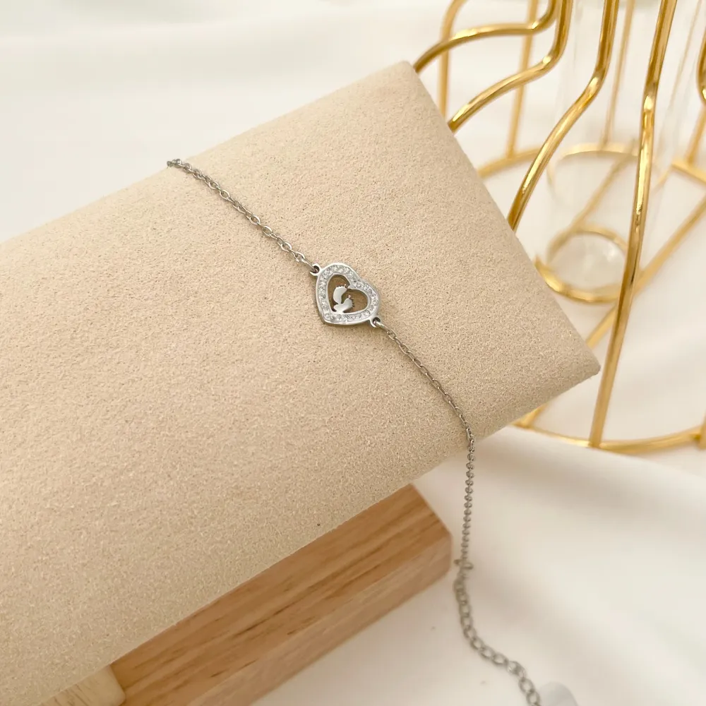 Cuore con Piedini-Bracciale in Acciaio - BAC-413-2401