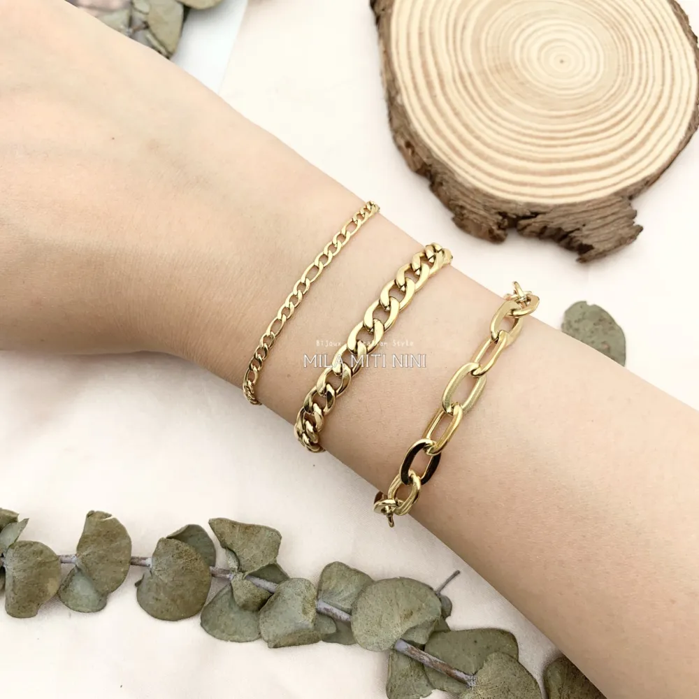 BAC413-2414-Catena 3mm-Bracciale in Acciaio - BAC413-2414