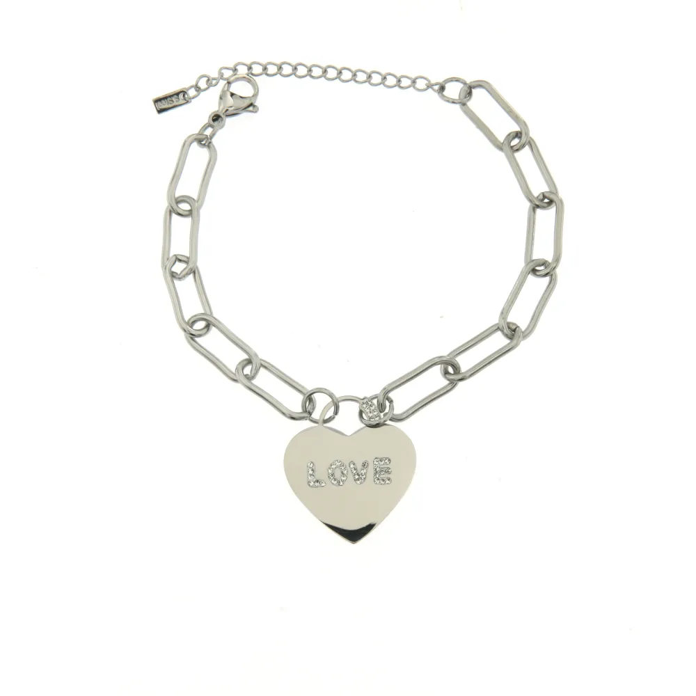 BAC6425-Cuore Love-Bracciale in Acciaio con Chiusura - BAC6425-Cuore Love-Bracciale in Acciaio con Chiusura