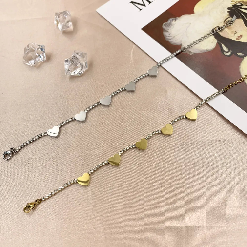 BAC6790-Tennis Cuore-Bracciale con Chiusura in Acciaio - BAC6790-Tennis Cuore-Bracciale con Chiusura in Acciaio