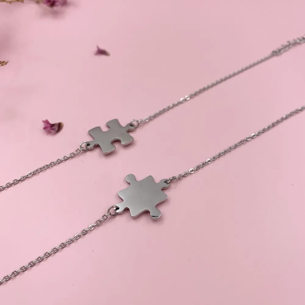 BAC6869-Puzzle Liscio-Bracciale Coppia in Acciaio - BAC6869-Puzzle Liscio-Bracciale Coppia in Acciaio