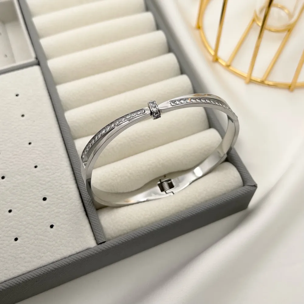 Chido con Zirconia-Bracciale Rigido in Acciaio - BAR-413-2264