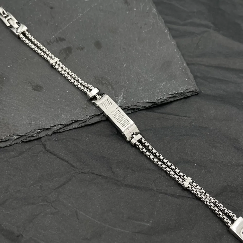 Piastrella con Catena-Bracciale Uomo in Acciaio - BAU-208-289