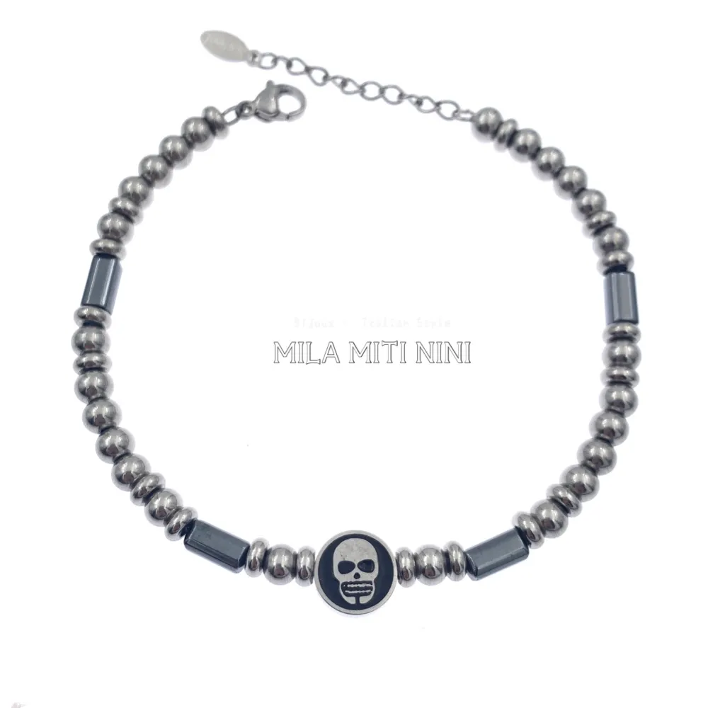 BAU600-A68-Teschio-Bracciale Unisex in Acciaio - BAU600-A68-Teschio-Bracciale Unisex in Acciaio