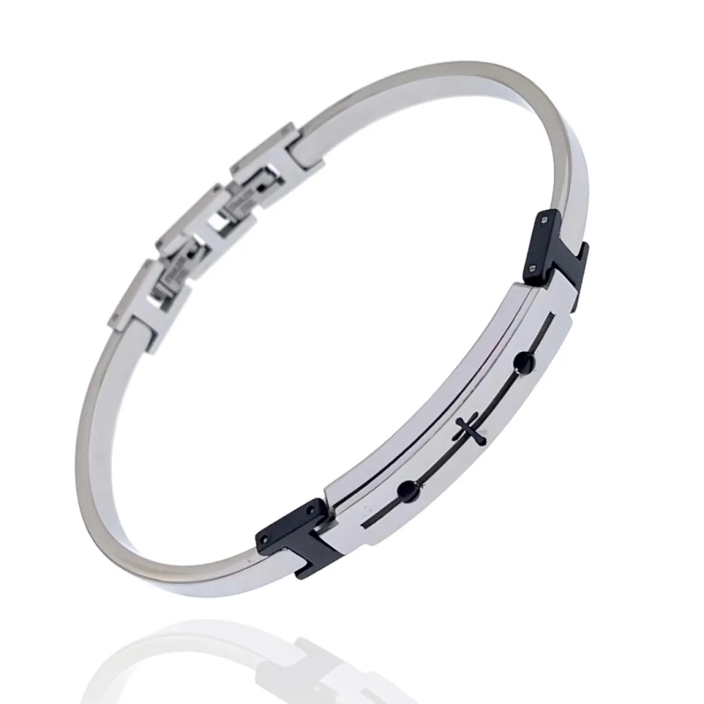 Semplice con Croce-Bracciale Rigido in Acciaio da Uomo - BAU-600-H271