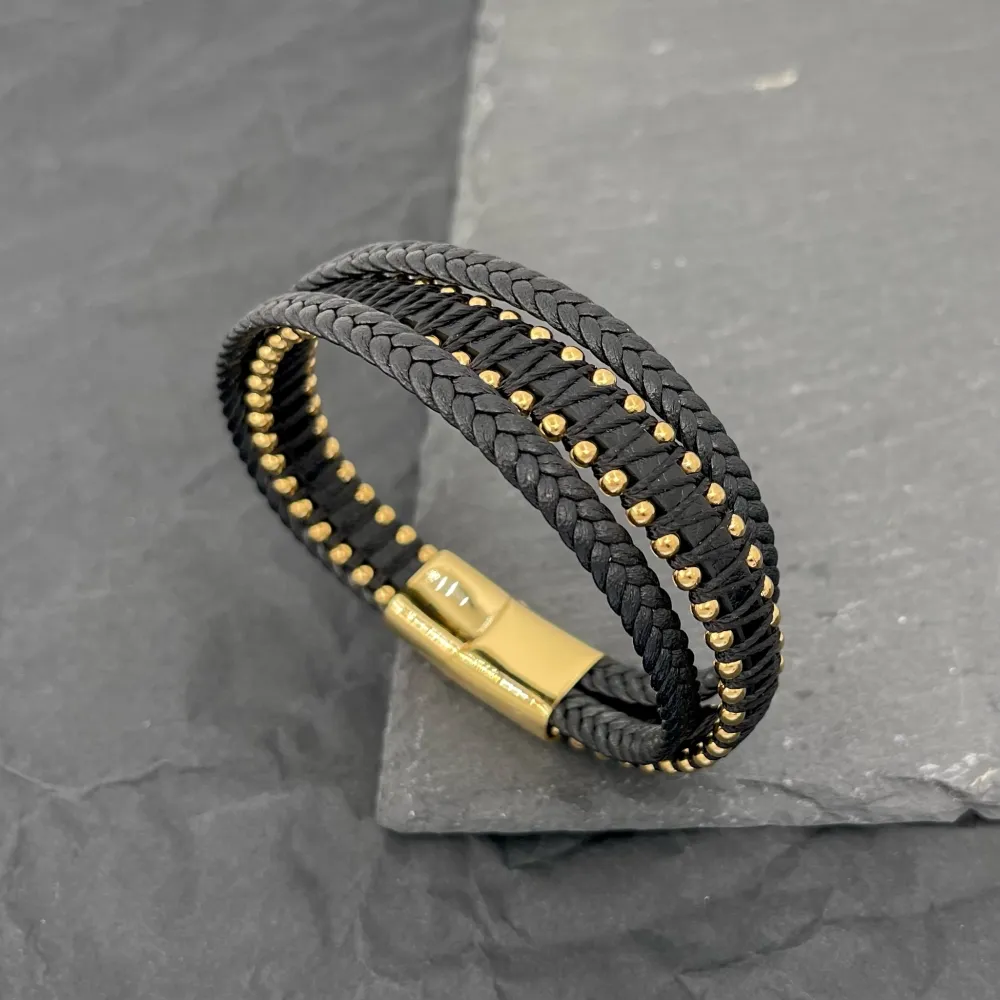 Semplice Tre Fili-Bracciale da Uomo in Acciaio - BAU-720-23