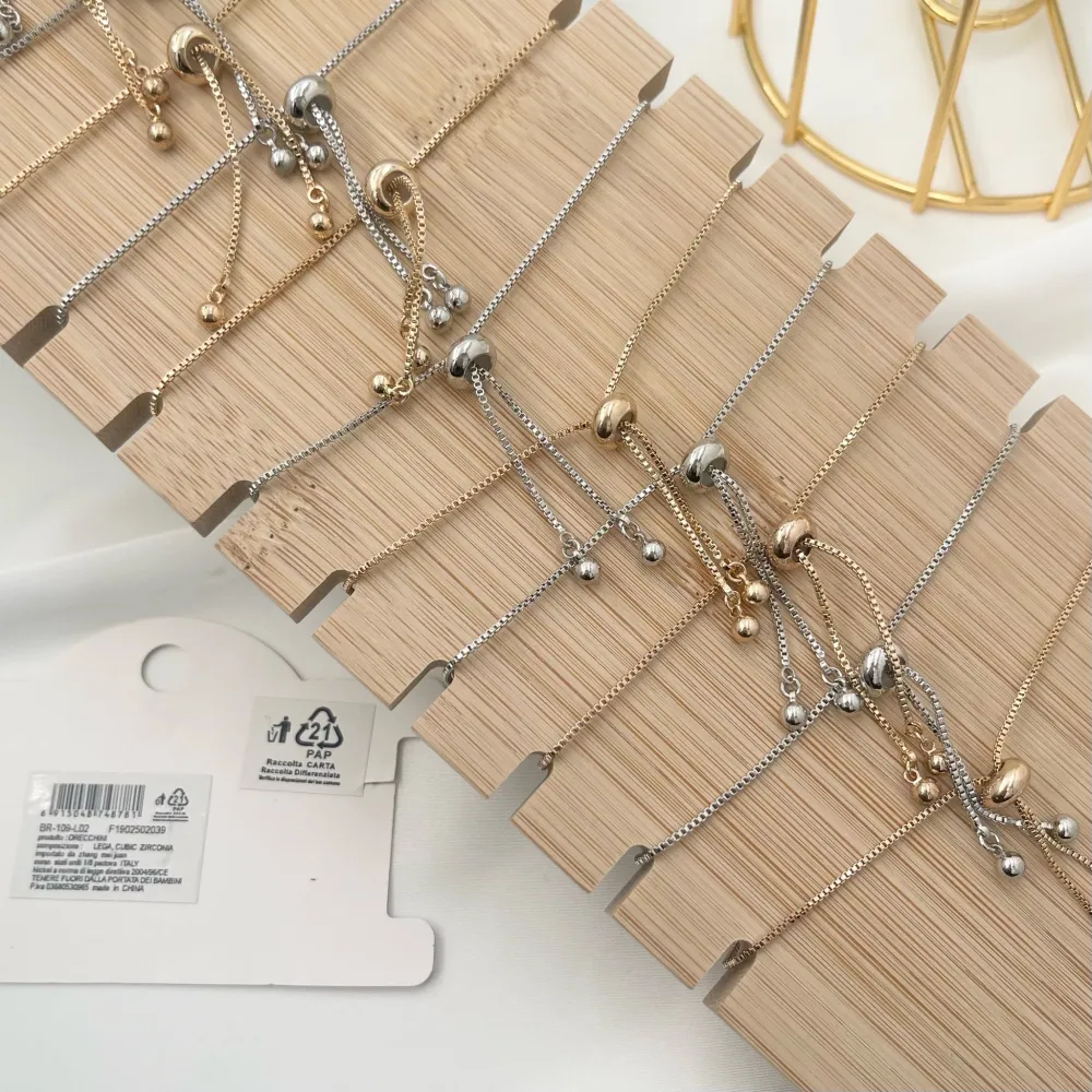 Tennis con Punto Luce -Bracciale Regolabile in Ottone e Zirconi - BMZ-109-L03D